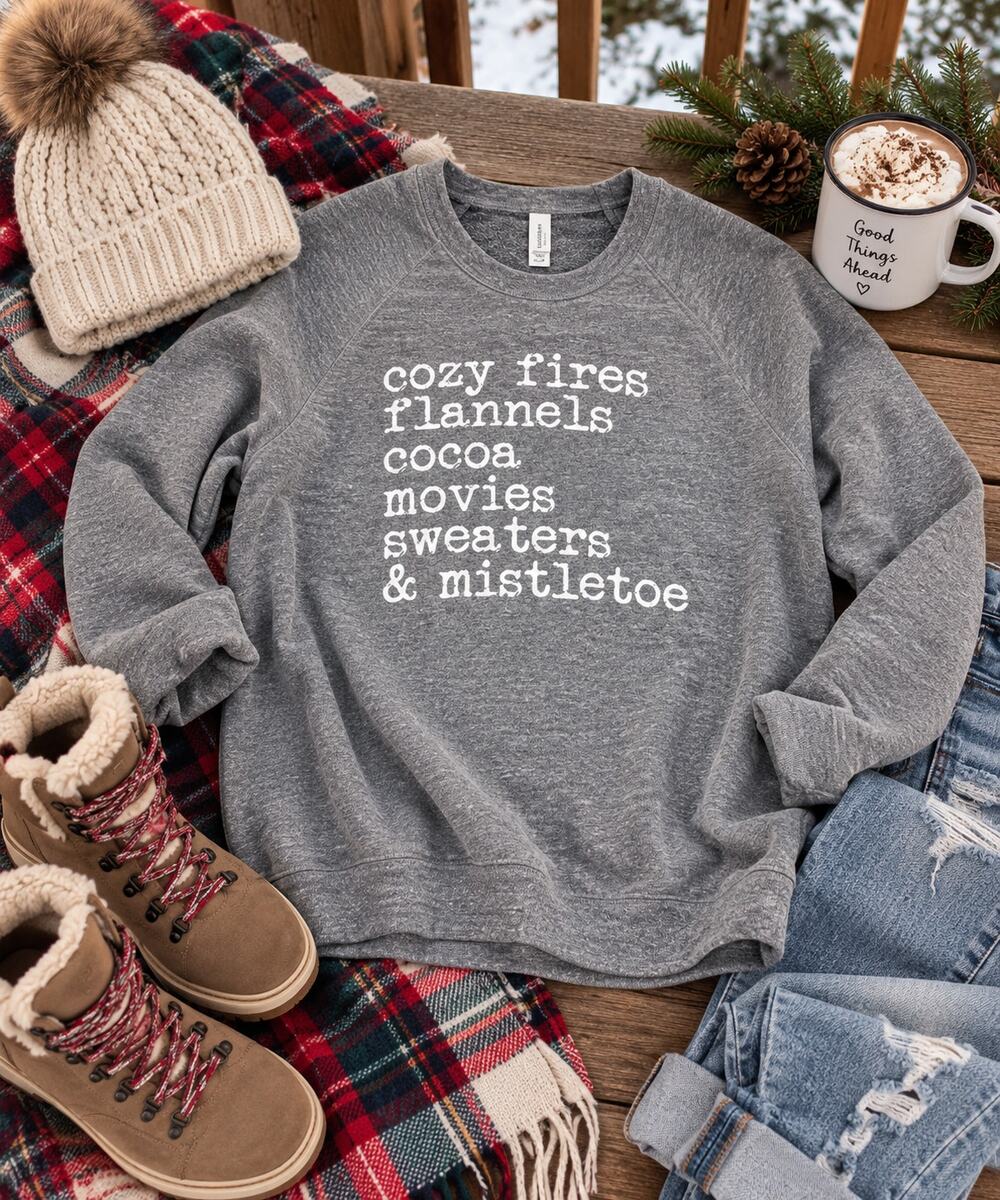Bella+Canvas Gray Cozy Fires Mistletoe Graphic Sweatshirt Medium